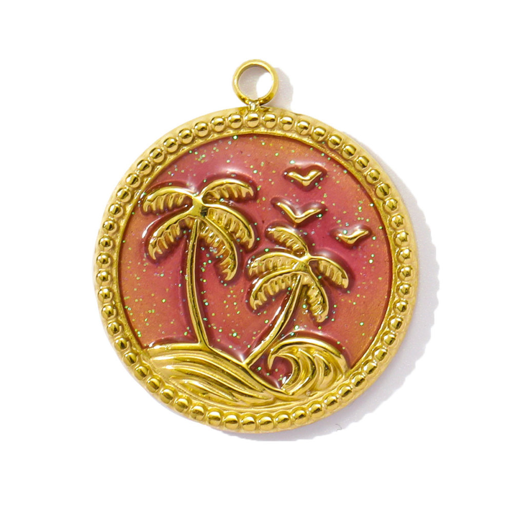 6pcs/pack Stainless Steel Enamel Plam Sun Diy Charms Woman Rainbow Flip Flops Necklace Pendants Fish Heart Jewelry Wholesale