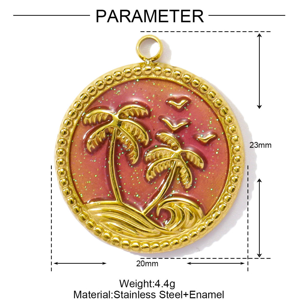 6pcs/pack Stainless Steel Enamel Plam Sun Diy Charms Woman Rainbow Flip Flops Necklace Pendants Fish Heart Jewelry Wholesale