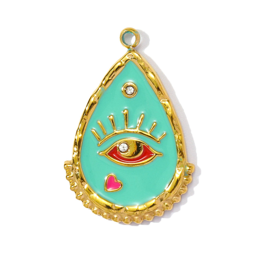 6pcs/pack Stainless Steel Enamel Evil Eye Whaterdrop Diy Charms Woman Chilli Heart Angel Necklace Pendants Lollipop Jewelry Wholesale