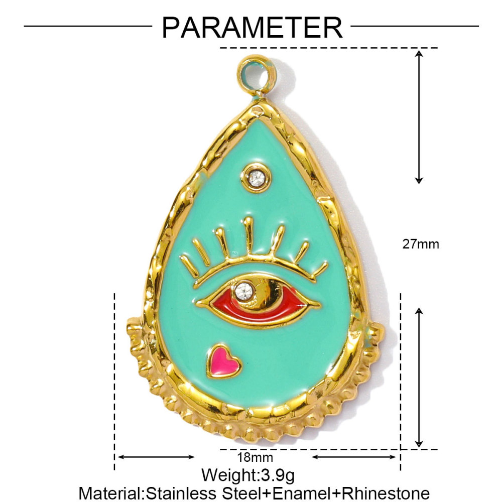 6pcs/pack Stainless Steel Enamel Evil Eye Whaterdrop Diy Charms Woman Chilli Heart Angel Necklace Pendants Lollipop Jewelry Wholesale