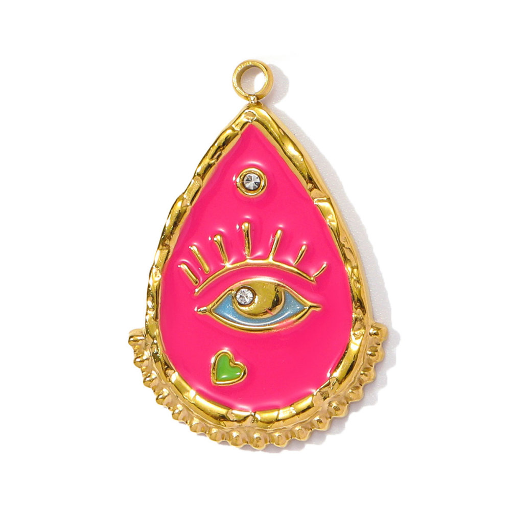 6pcs/pack Stainless Steel Enamel Evil Eye Whaterdrop Diy Charms Woman Chilli Heart Angel Necklace Pendants Lollipop Jewelry Wholesale