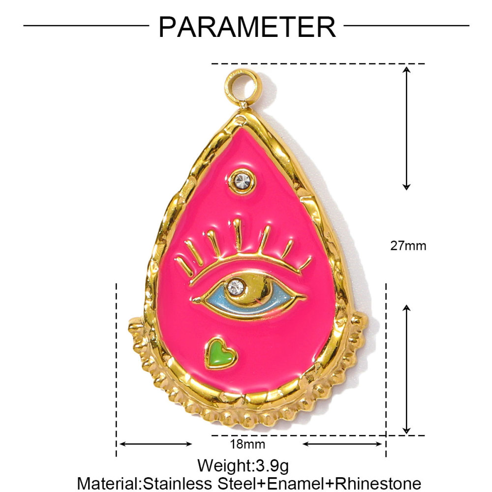 6pcs/pack Stainless Steel Enamel Evil Eye Whaterdrop Diy Charms Woman Chilli Heart Angel Necklace Pendants Lollipop Jewelry Wholesale