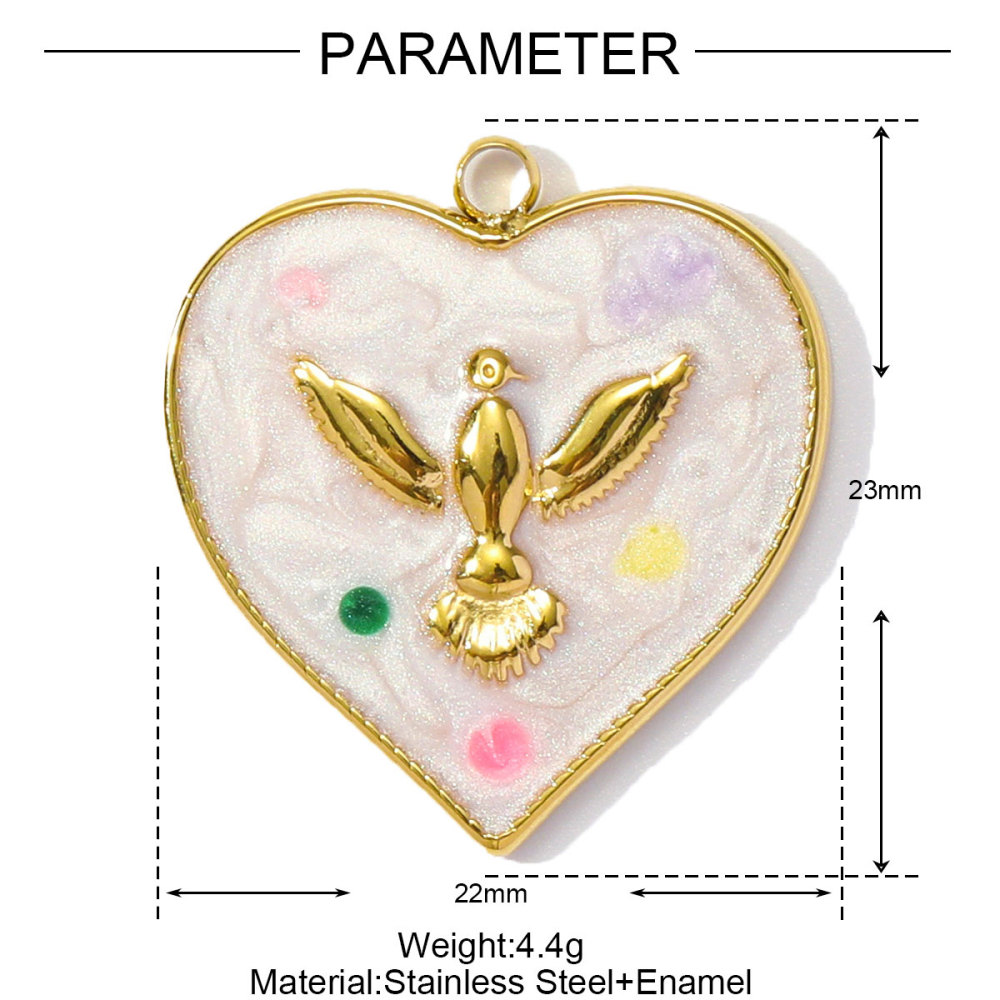 6pcs/pack Stainless Steel Enamel Evil Eye Whaterdrop Diy Charms Woman Chilli Heart Angel Necklace Pendants Lollipop Jewelry Wholesale