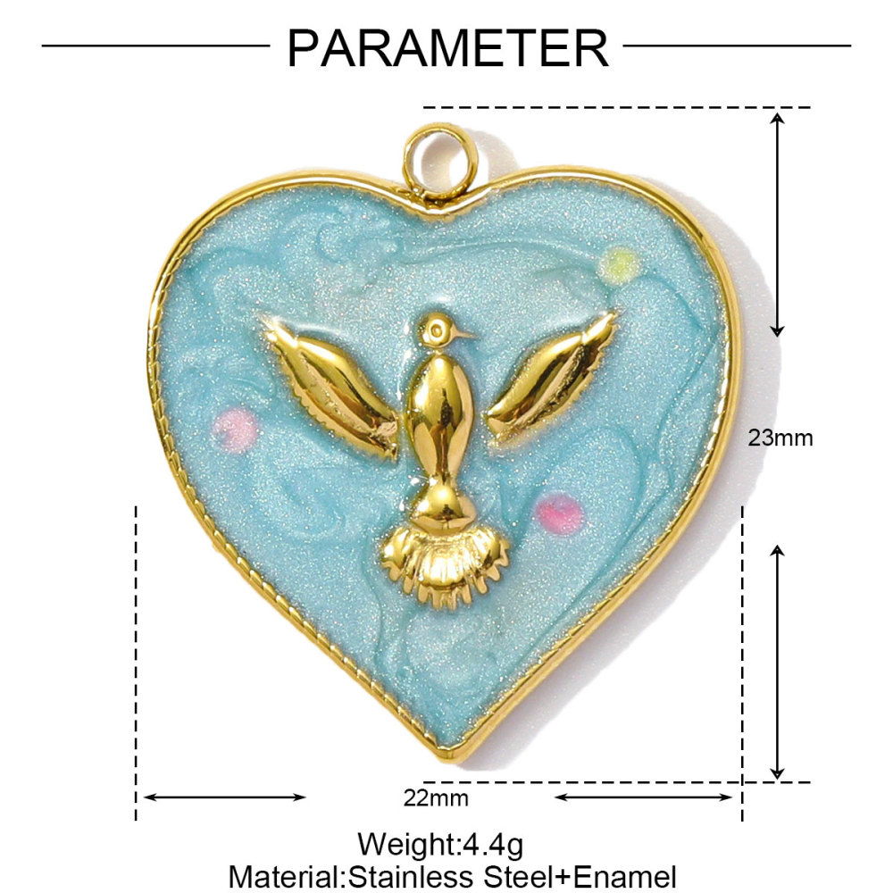 6pcs/pack Stainless Steel Enamel Evil Eye Whaterdrop Diy Charms Woman Chilli Heart Angel Necklace Pendants Lollipop Jewelry Wholesale