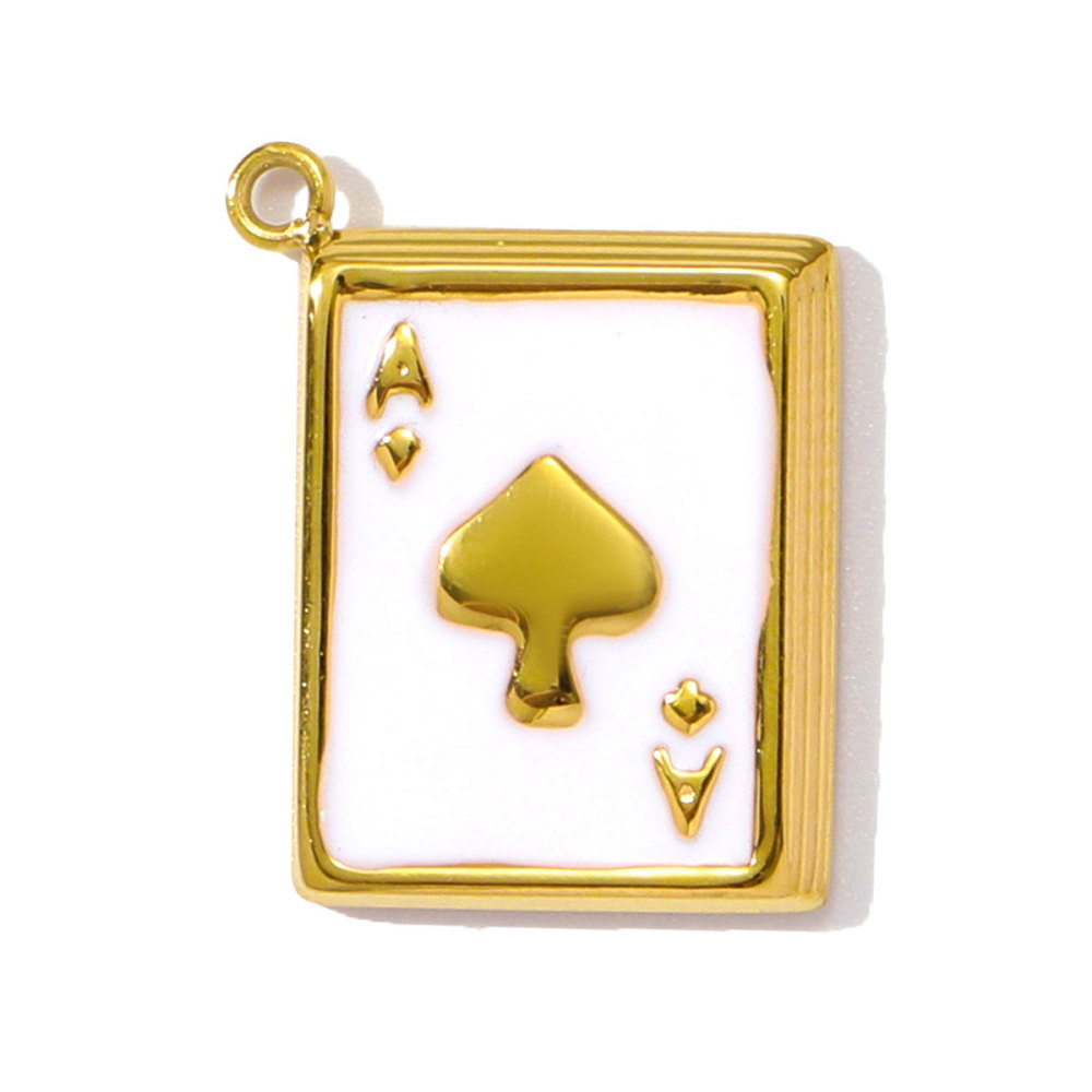 6pcs/pack Wholesale Stainless Steel Enamel Square Heart Diy Earring Charms Woman Evil Eye Necklace Pendants Poker Jewelry