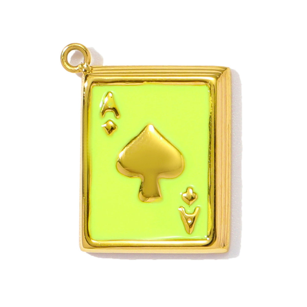 6pcs/pack Wholesale Stainless Steel Enamel Square Heart Diy Earring Charms Woman Evil Eye Necklace Pendants Poker Jewelry