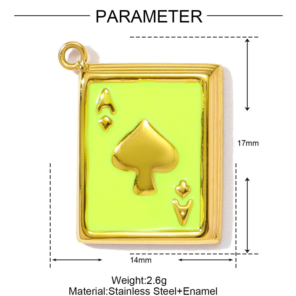 6pcs/pack Wholesale Stainless Steel Enamel Square Heart Diy Earring Charms Woman Evil Eye Necklace Pendants Poker Jewelry