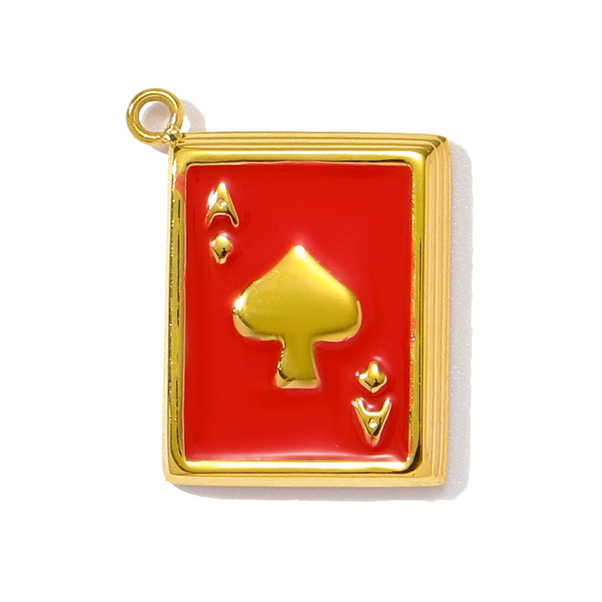6pcs/pack Wholesale Stainless Steel Enamel Square Heart Diy Earring Charms Woman Evil Eye Necklace Pendants Poker Jewelry