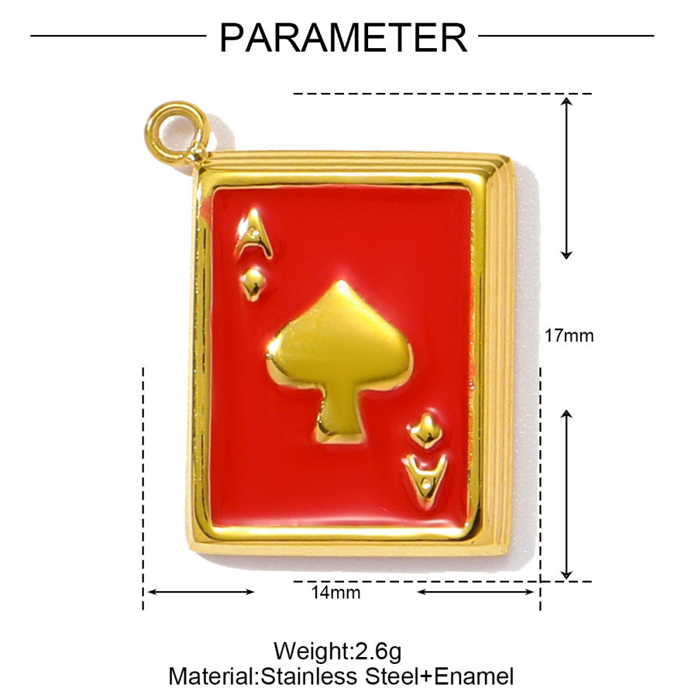 6pcs/pack Wholesale Stainless Steel Enamel Square Heart Diy Earring Charms Woman Evil Eye Necklace Pendants Poker Jewelry