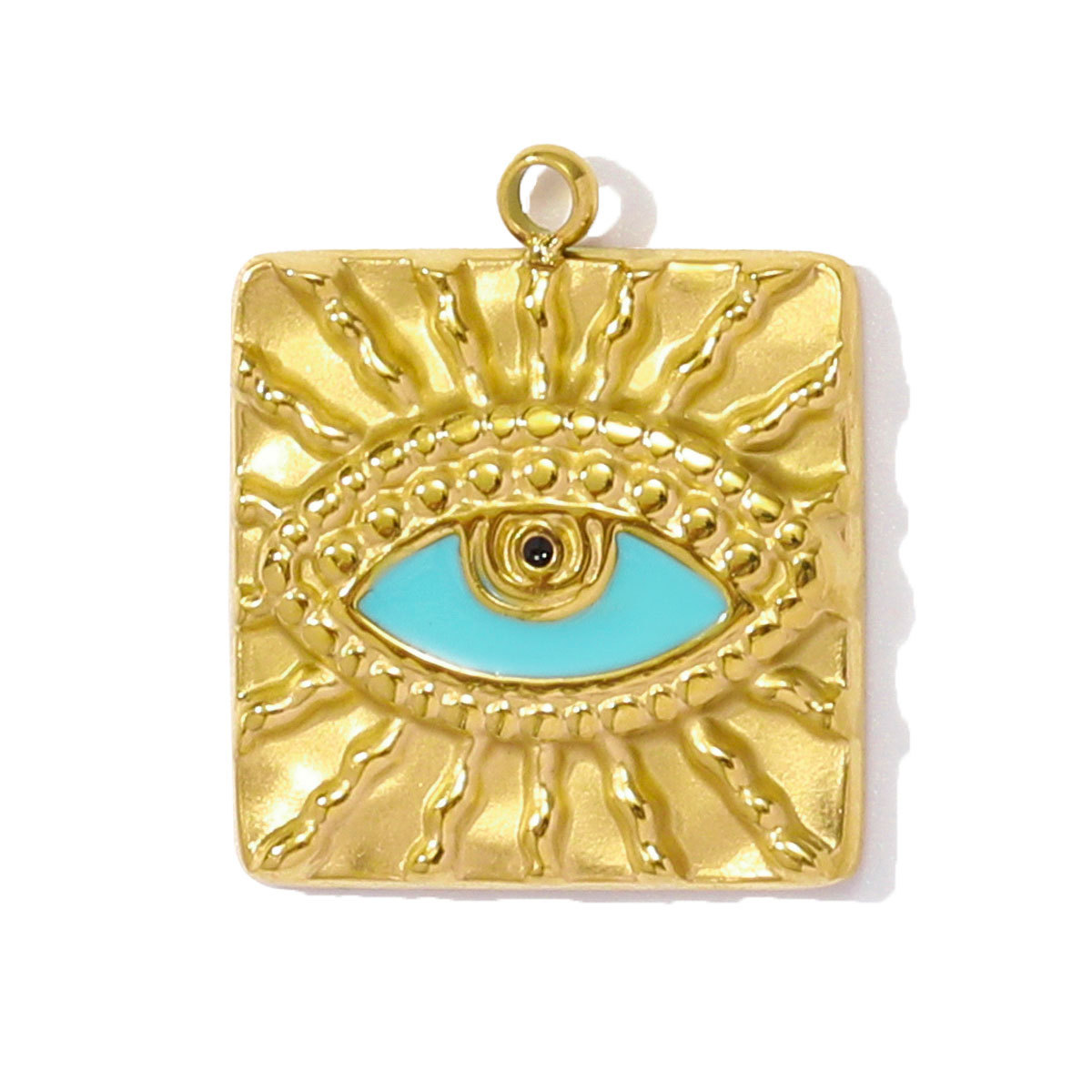 6pcs/pack Wholesale Stainless Steel Enamel Square Heart Diy Earring Charms Woman Evil Eye Necklace Pendants Poker Jewelry