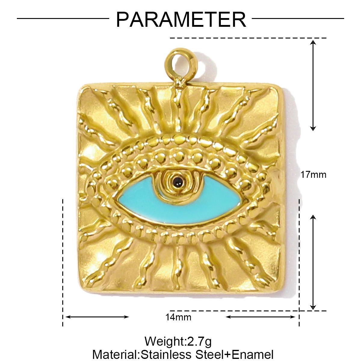 6pcs/pack Wholesale Stainless Steel Enamel Square Heart Diy Earring Charms Woman Evil Eye Necklace Pendants Poker Jewelry