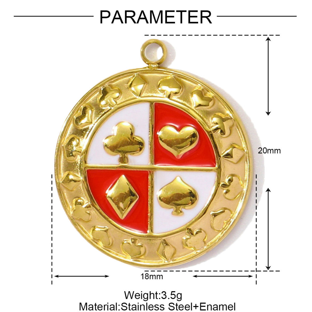 6pcs/pack Wholesale Stainless Steel Enamel Square Heart Diy Earring Charms Woman Evil Eye Necklace Pendants Poker Jewelry