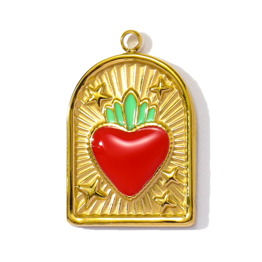 6pcs/pack Wholesale Stainless Steel Enamel Star Heart Diy Charms Woman Geomotric Evil Eye Necklace Pendants Hamsa Hand Jewelry