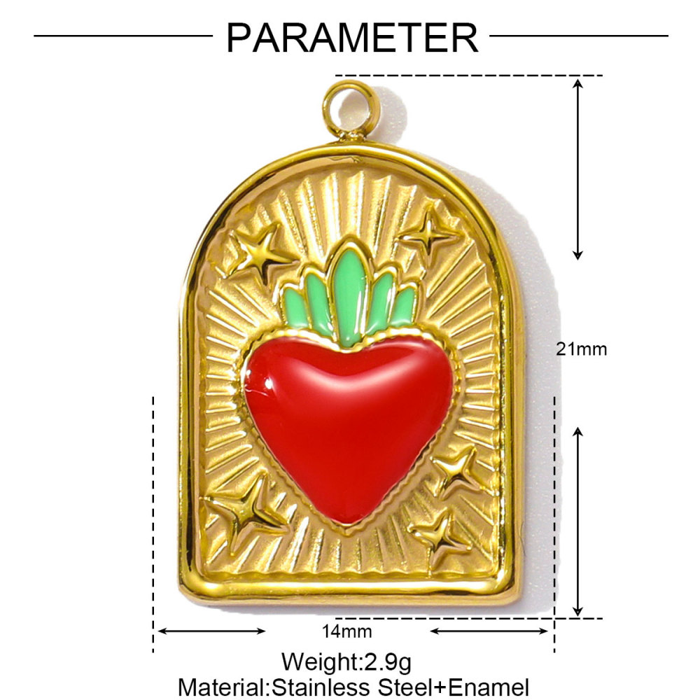 6pcs/pack Wholesale Stainless Steel Enamel Star Heart Diy Charms Woman Geomotric Evil Eye Necklace Pendants Hamsa Hand Jewelry