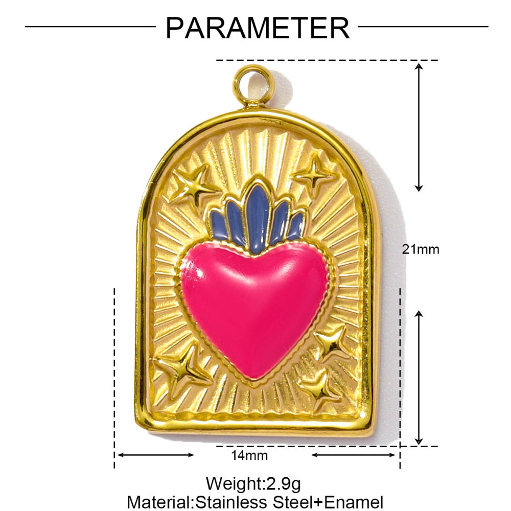 6pcs/pack Wholesale Stainless Steel Enamel Star Heart Diy Charms Woman Geomotric Evil Eye Necklace Pendants Hamsa Hand Jewelry