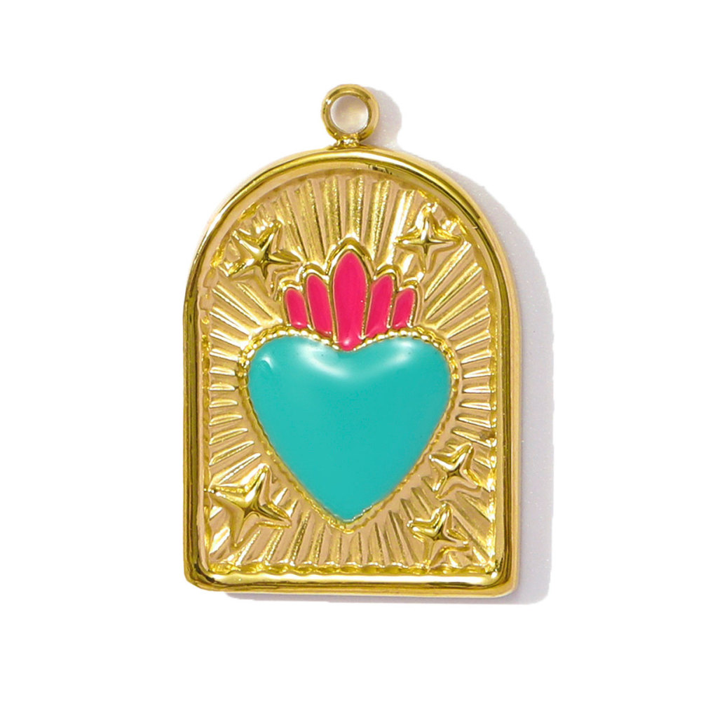 6pcs/pack Wholesale Stainless Steel Enamel Star Heart Diy Charms Woman Geomotric Evil Eye Necklace Pendants Hamsa Hand Jewelry