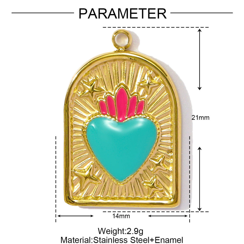 6pcs/pack Wholesale Stainless Steel Enamel Star Heart Diy Charms Woman Geomotric Evil Eye Necklace Pendants Hamsa Hand Jewelry