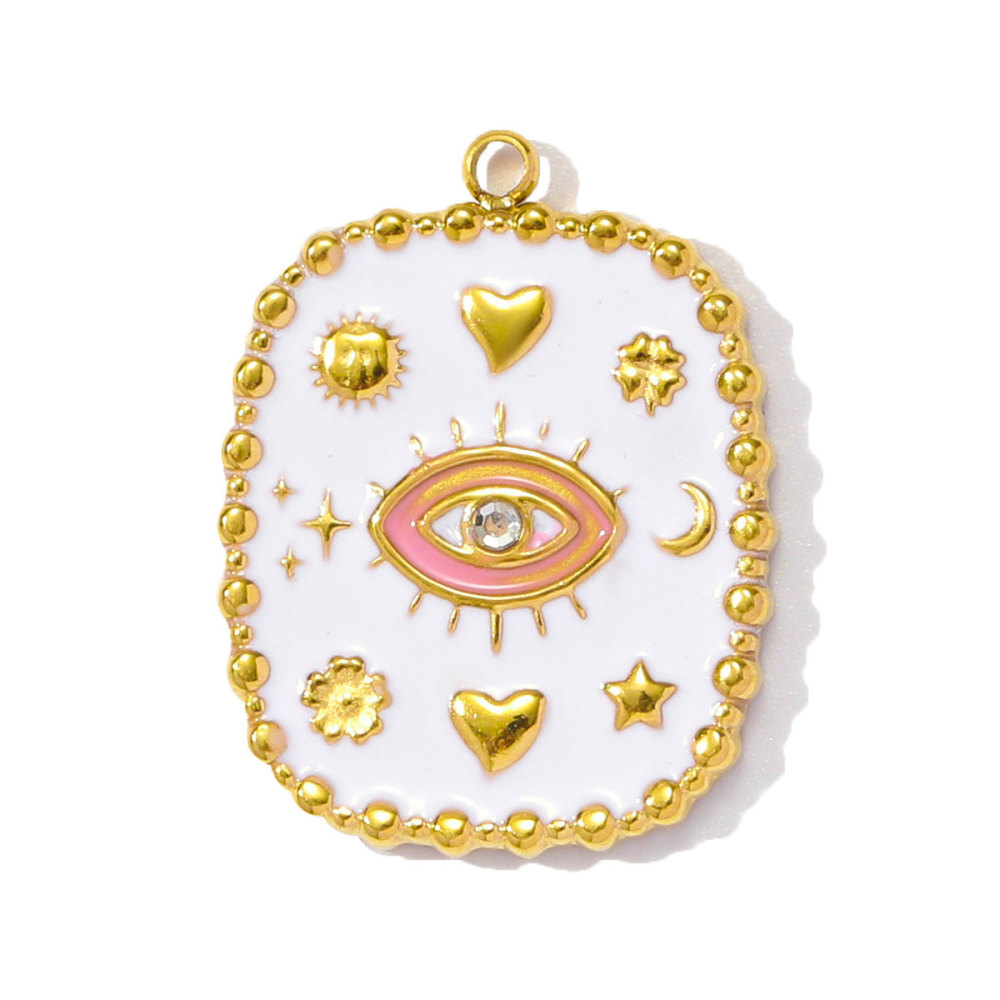 6pcs/pack Wholesale Stainless Steel Enamel Star Heart Diy Charms Woman Geomotric Evil Eye Necklace Pendants Hamsa Hand Jewelry