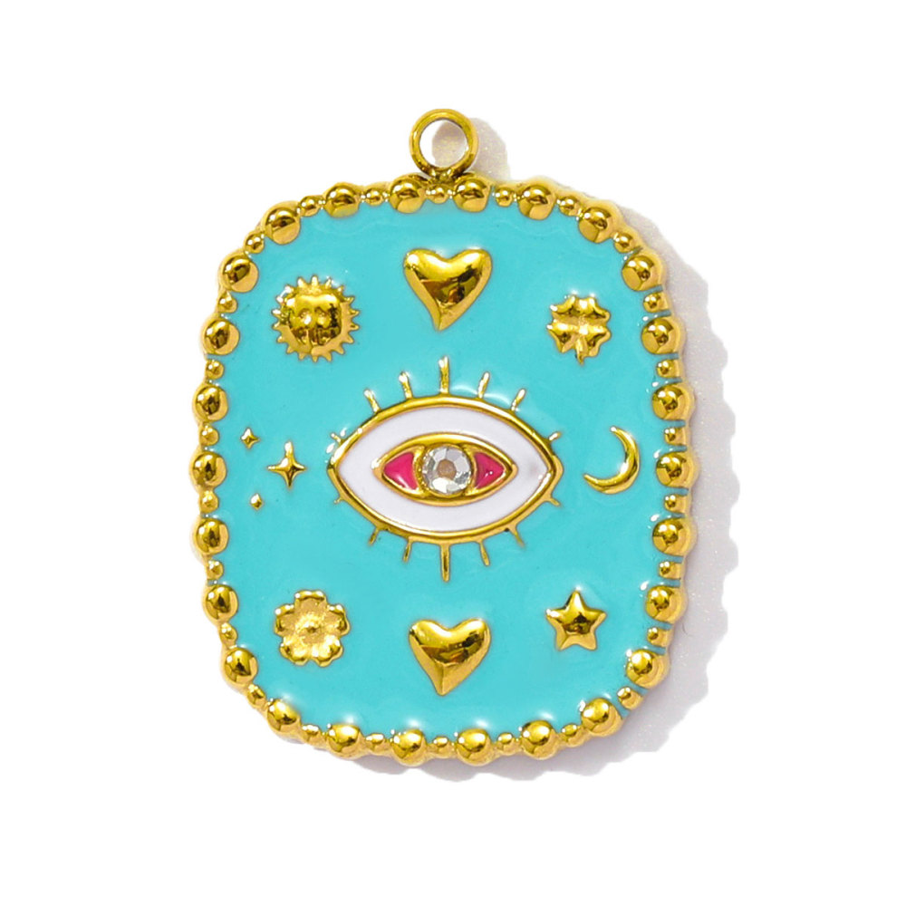 6pcs/pack Wholesale Stainless Steel Enamel Star Heart Diy Charms Woman Geomotric Evil Eye Necklace Pendants Hamsa Hand Jewelry