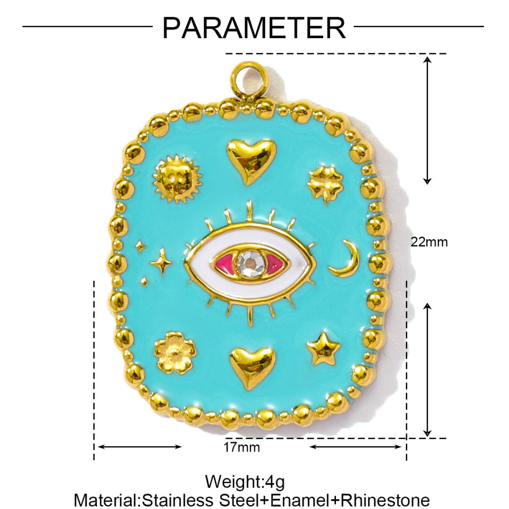6pcs/pack Wholesale Stainless Steel Enamel Star Heart Diy Charms Woman Geomotric Evil Eye Necklace Pendants Hamsa Hand Jewelry