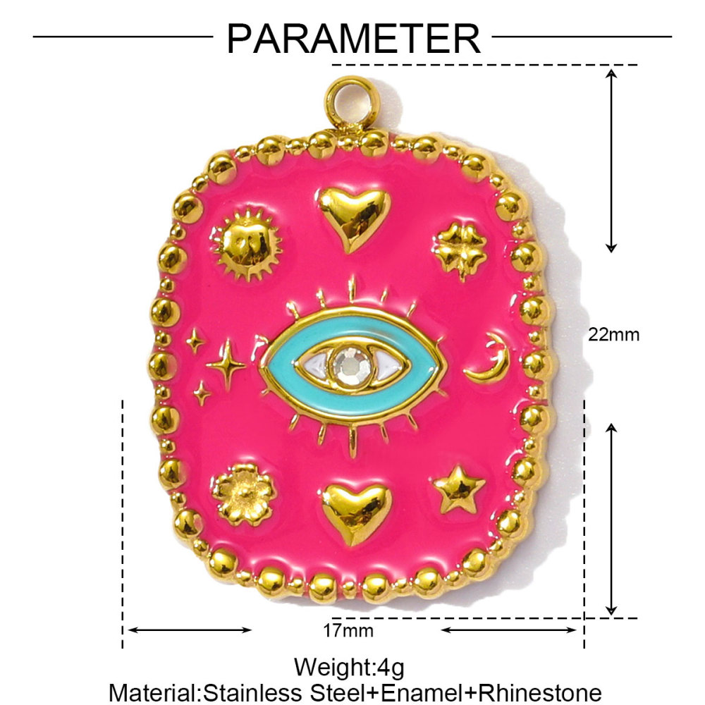 6pcs/pack Wholesale Stainless Steel Enamel Star Heart Diy Charms Woman Geomotric Evil Eye Necklace Pendants Hamsa Hand Jewelry
