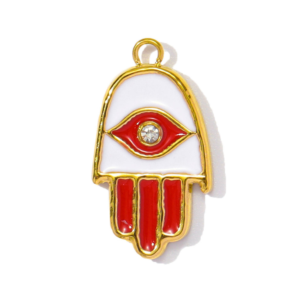 6pcs/pack Wholesale Stainless Steel Enamel Star Heart Diy Charms Woman Geomotric Evil Eye Necklace Pendants Hamsa Hand Jewelry