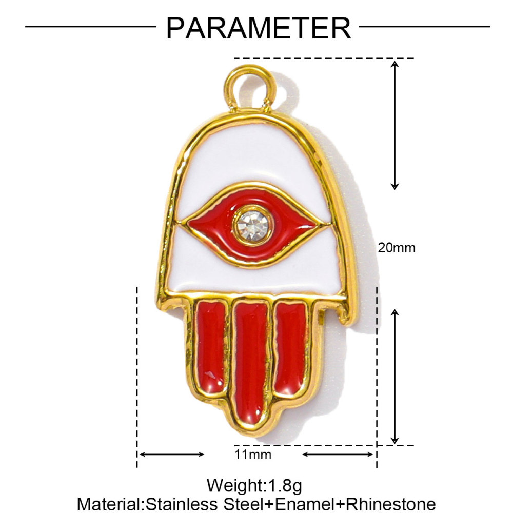 6pcs/pack Wholesale Stainless Steel Enamel Star Heart Diy Charms Woman Geomotric Evil Eye Necklace Pendants Hamsa Hand Jewelry