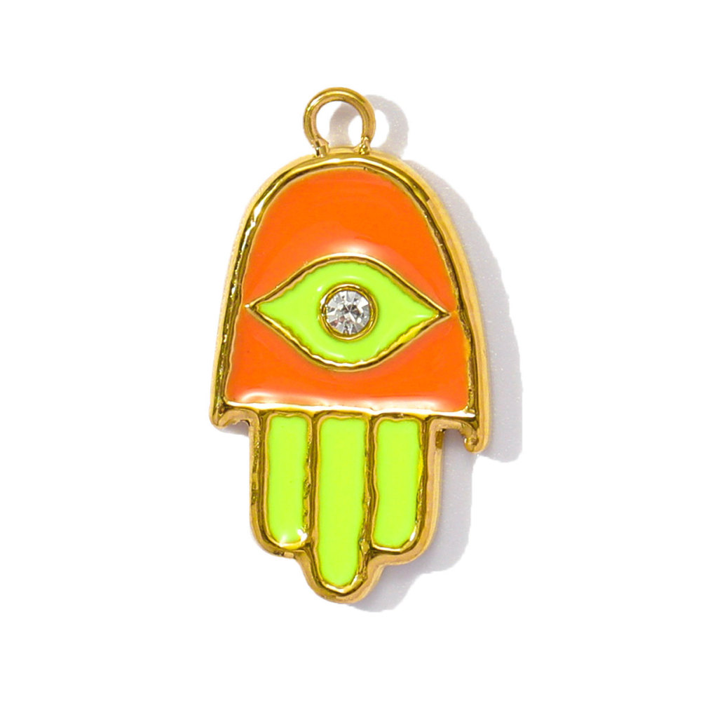 6pcs/pack Wholesale Stainless Steel Enamel Star Heart Diy Charms Woman Geomotric Evil Eye Necklace Pendants Hamsa Hand Jewelry