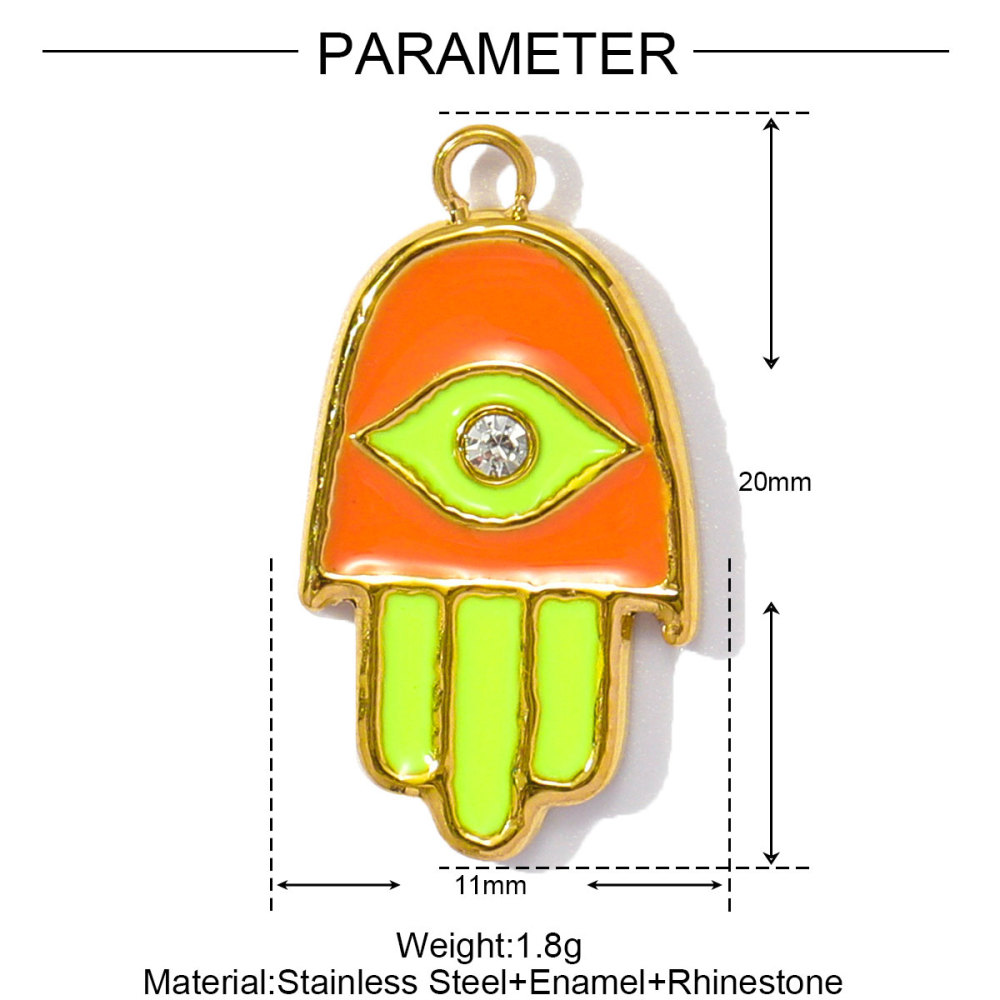 6pcs/pack Wholesale Stainless Steel Enamel Star Heart Diy Charms Woman Geomotric Evil Eye Necklace Pendants Hamsa Hand Jewelry