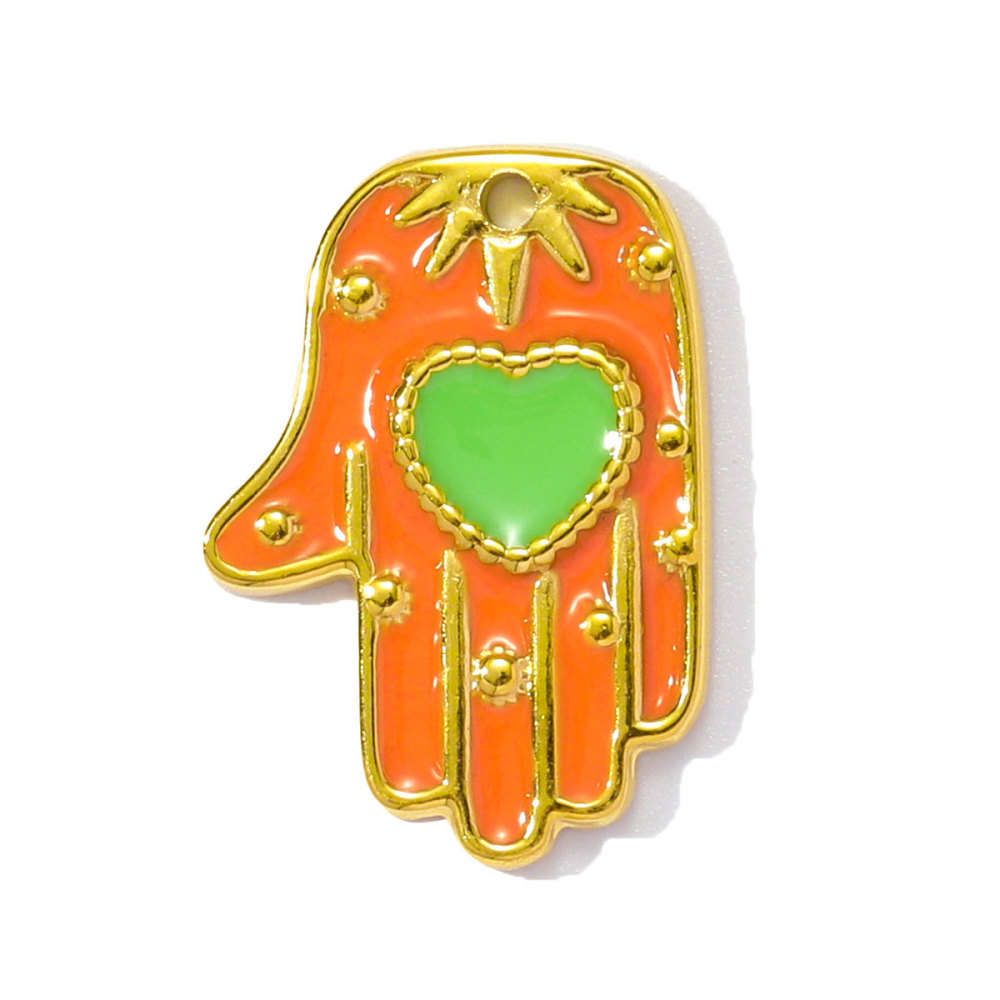 6pcs/pack Wholesale Stainless Steel Enamel Star Heart Diy Charms Woman Geomotric Evil Eye Necklace Pendants Hamsa Hand Jewelry