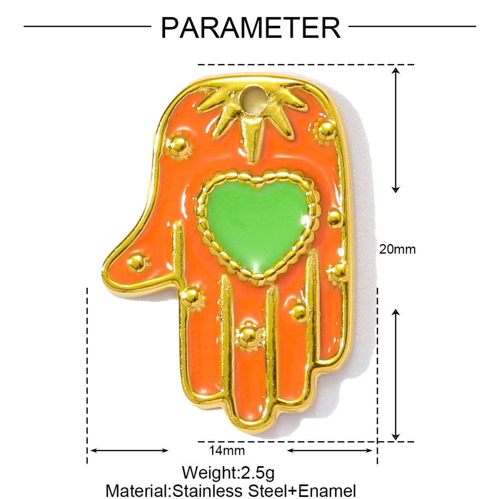 6pcs/pack Wholesale Stainless Steel Enamel Star Heart Diy Charms Woman Geomotric Evil Eye Necklace Pendants Hamsa Hand Jewelry