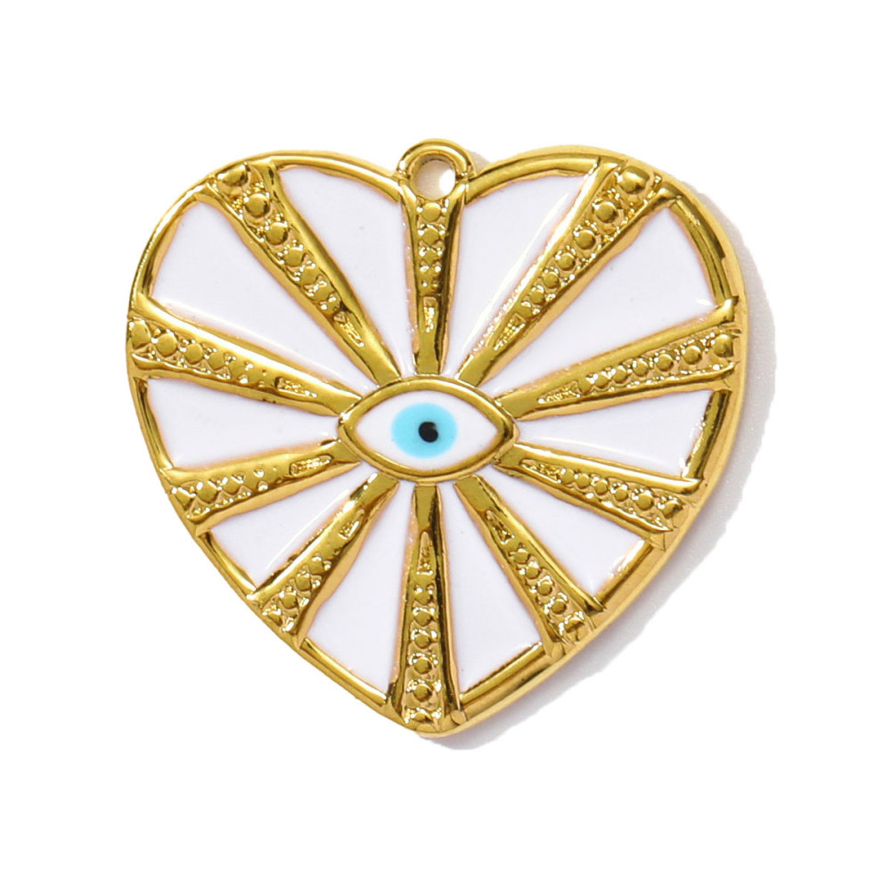 6pcs/pack Wholesale Stainless Steel Enamel Heart Evil Eye Diy Earring Charms Square Butterfly Necklace Pendants Sea Anemone Jewelry