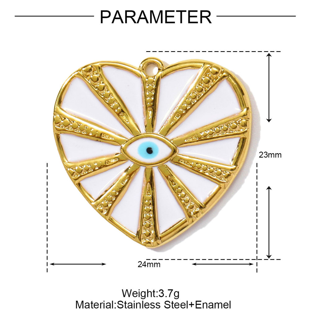 6pcs/pack Wholesale Stainless Steel Enamel Heart Evil Eye Diy Earring Charms Square Butterfly Necklace Pendants Sea Anemone Jewelry