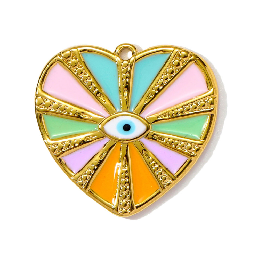 6pcs/pack Wholesale Stainless Steel Enamel Heart Evil Eye Diy Earring Charms Square Butterfly Necklace Pendants Sea Anemone Jewelry