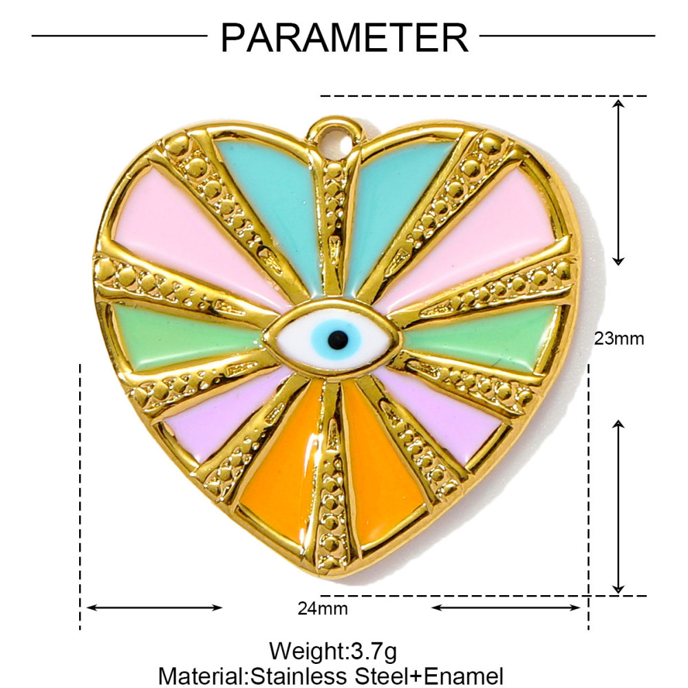 6pcs/pack Wholesale Stainless Steel Enamel Heart Evil Eye Diy Earring Charms Square Butterfly Necklace Pendants Sea Anemone Jewelry