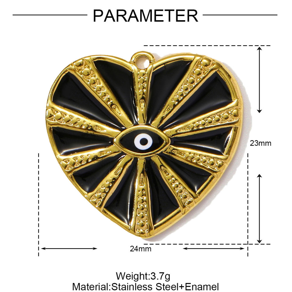 6pcs/pack Wholesale Stainless Steel Enamel Heart Evil Eye Diy Earring Charms Square Butterfly Necklace Pendants Sea Anemone Jewelry