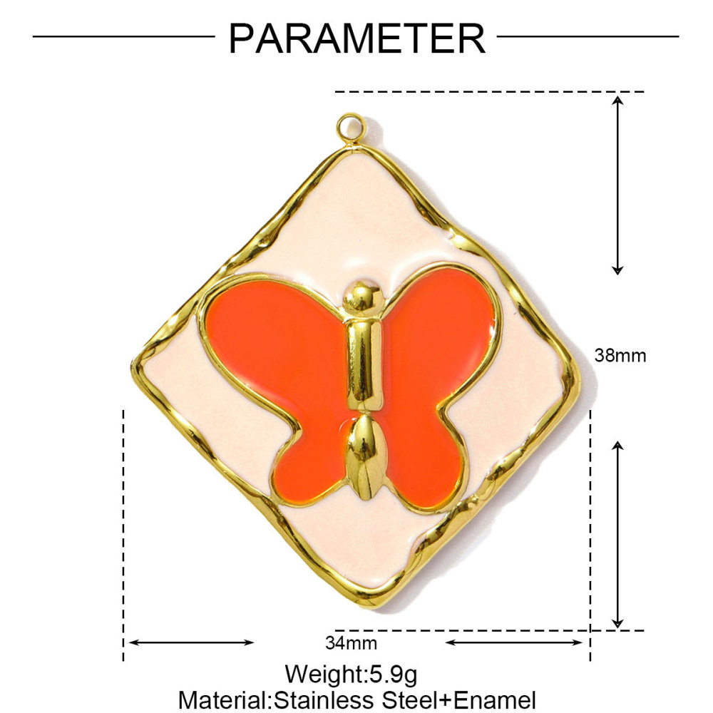 6pcs/pack Wholesale Stainless Steel Enamel Heart Evil Eye Diy Earring Charms Square Butterfly Necklace Pendants Sea Anemone Jewelry