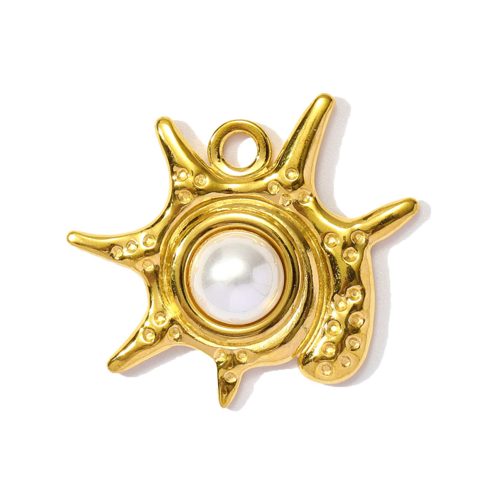 6pcs/pack Wholesale Stainless Steel Natural Stone Anemone Starfish Diy Charms Dolphin Conch Necklace Pendants Butterfly Jewelry