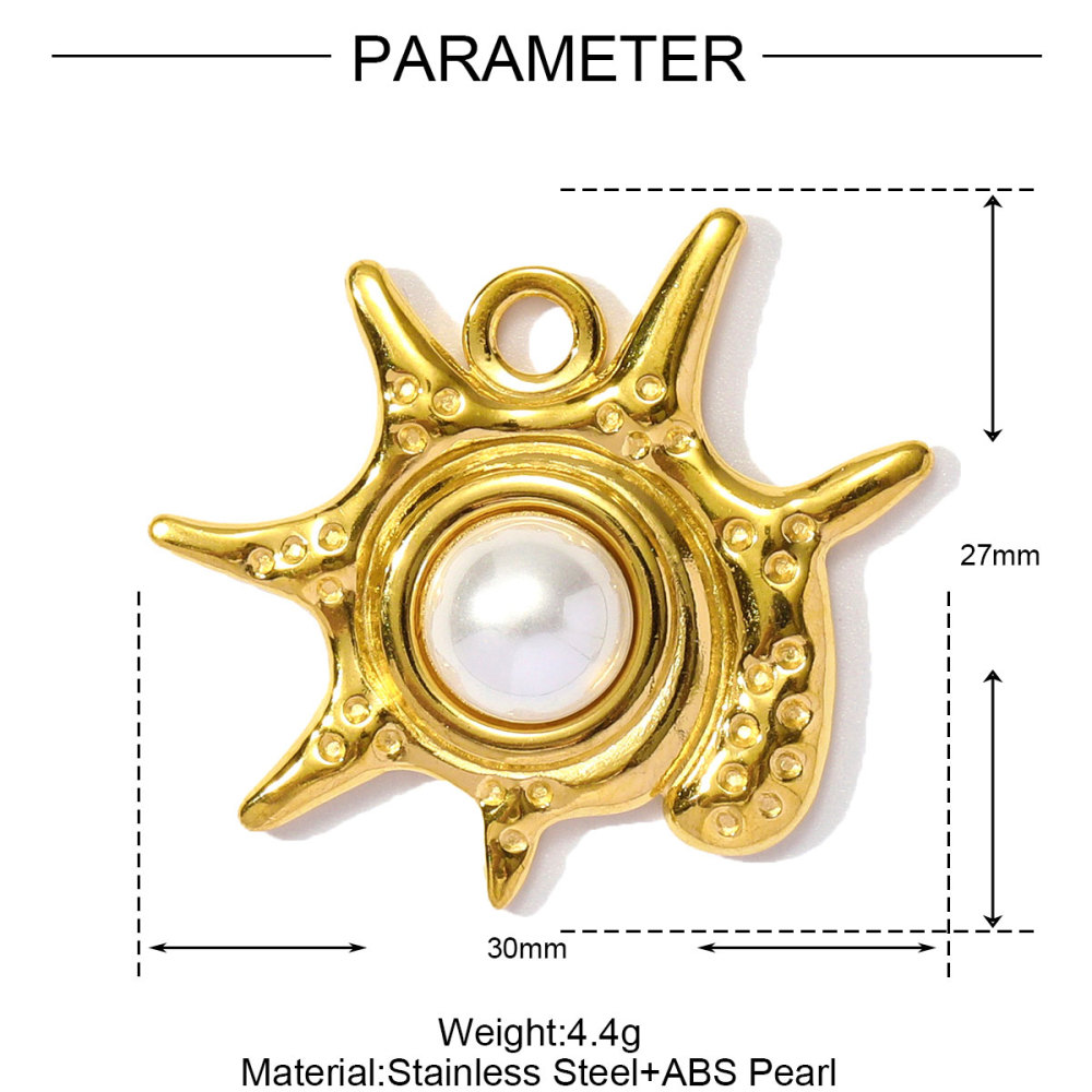 6pcs/pack Wholesale Stainless Steel Natural Stone Anemone Starfish Diy Charms Dolphin Conch Necklace Pendants Butterfly Jewelry