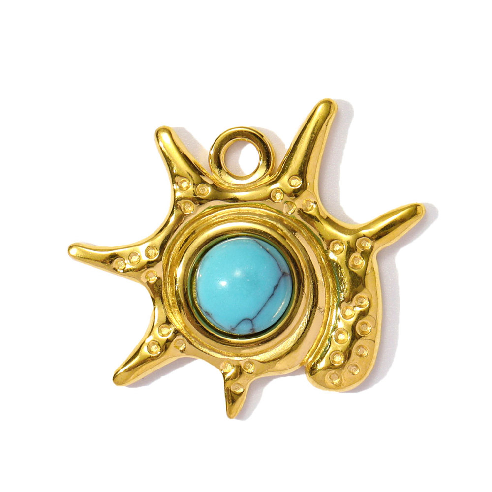 6pcs/pack Wholesale Stainless Steel Natural Stone Anemone Starfish Diy Charms Dolphin Conch Necklace Pendants Butterfly Jewelry