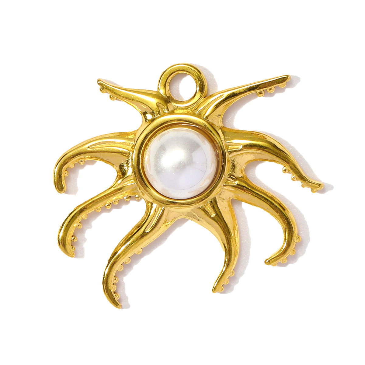 6pcs/pack Wholesale Stainless Steel Natural Stone Anemone Starfish Diy Charms Dolphin Conch Necklace Pendants Butterfly Jewelry