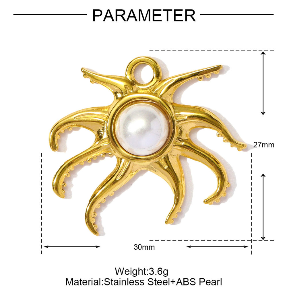 6pcs/pack Wholesale Stainless Steel Natural Stone Anemone Starfish Diy Charms Dolphin Conch Necklace Pendants Butterfly Jewelry