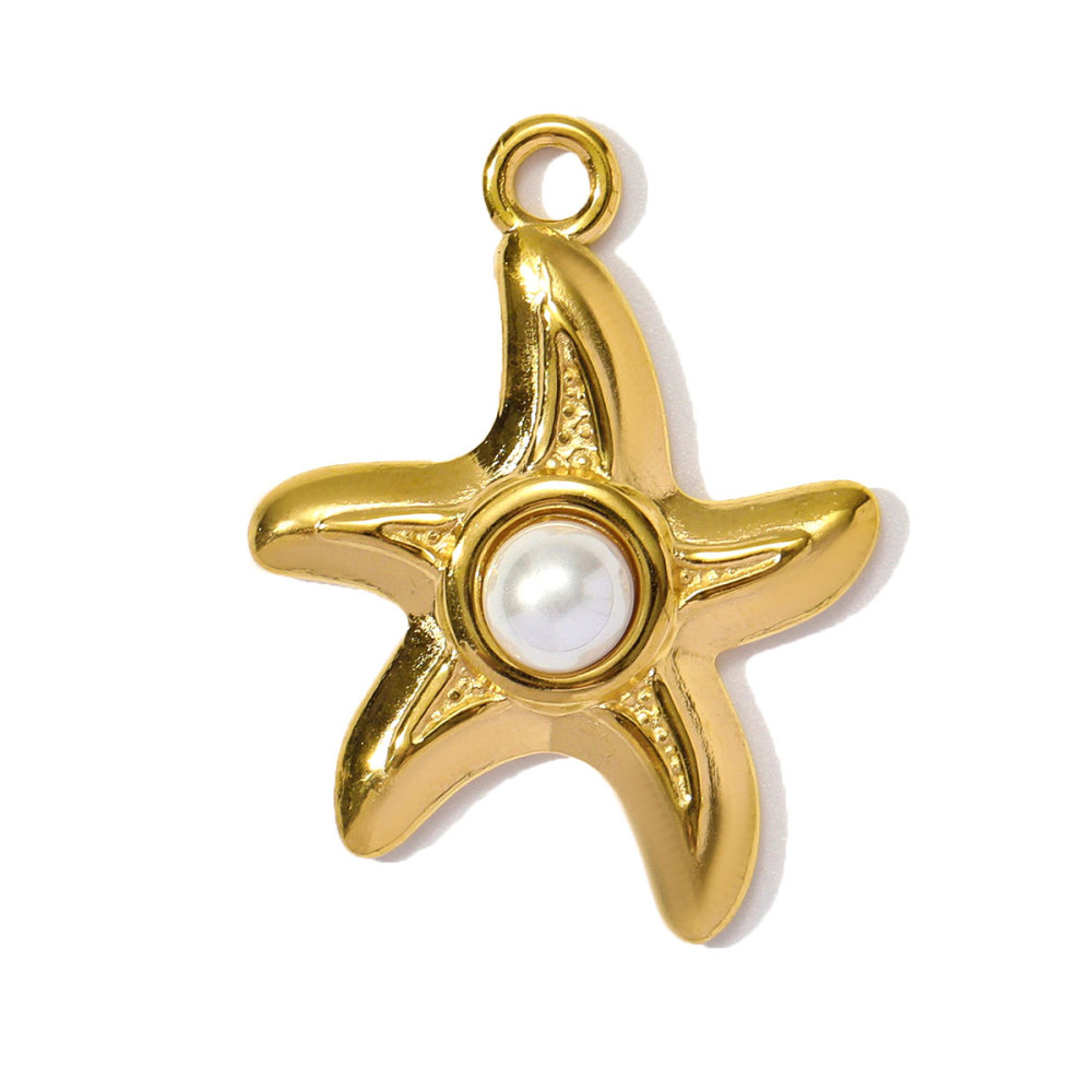6pcs/pack Wholesale Stainless Steel Natural Stone Anemone Starfish Diy Charms Dolphin Conch Necklace Pendants Butterfly Jewelry