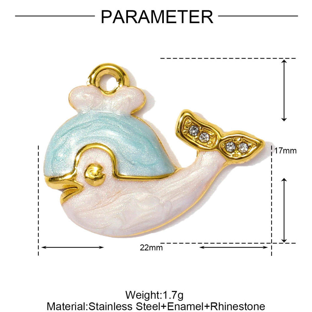 6pcs/pack Wholesale Stainless Steel Natural Stone Anemone Starfish Diy Charms Dolphin Conch Necklace Pendants Butterfly Jewelry