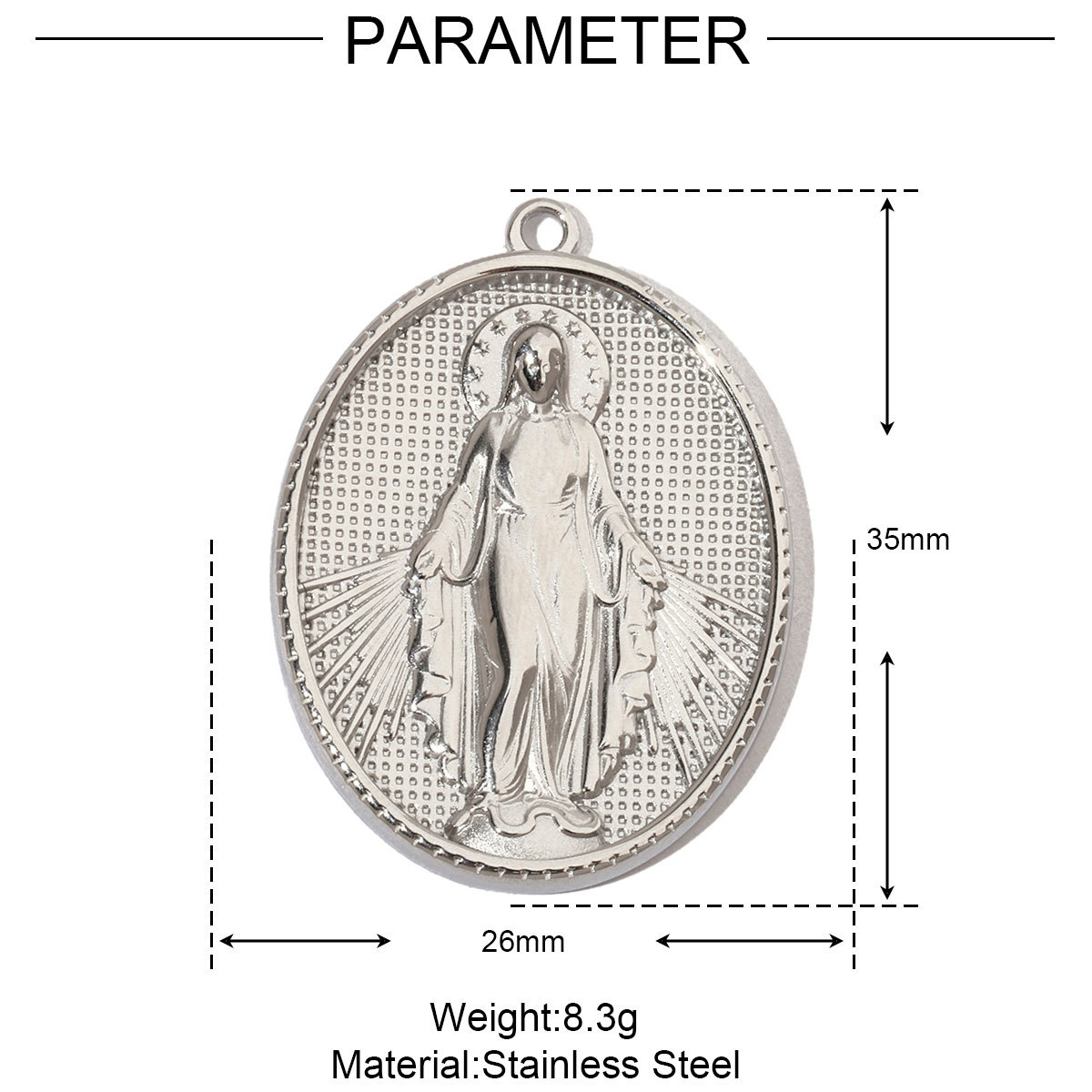 6pcs/pack Religious Jesus Stainless Steel Diy Charms Men God Cross Earring Necklace Making The Virgin Mary Jewelry Pendant