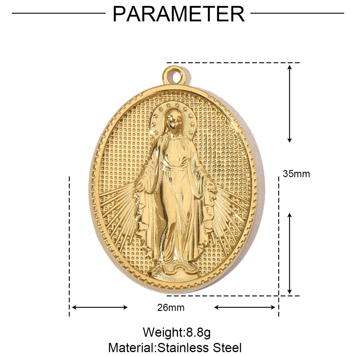 6pcs/pack Religious Jesus Stainless Steel Diy Charms Men God Cross Earring Necklace Making The Virgin Mary Jewelry Pendant