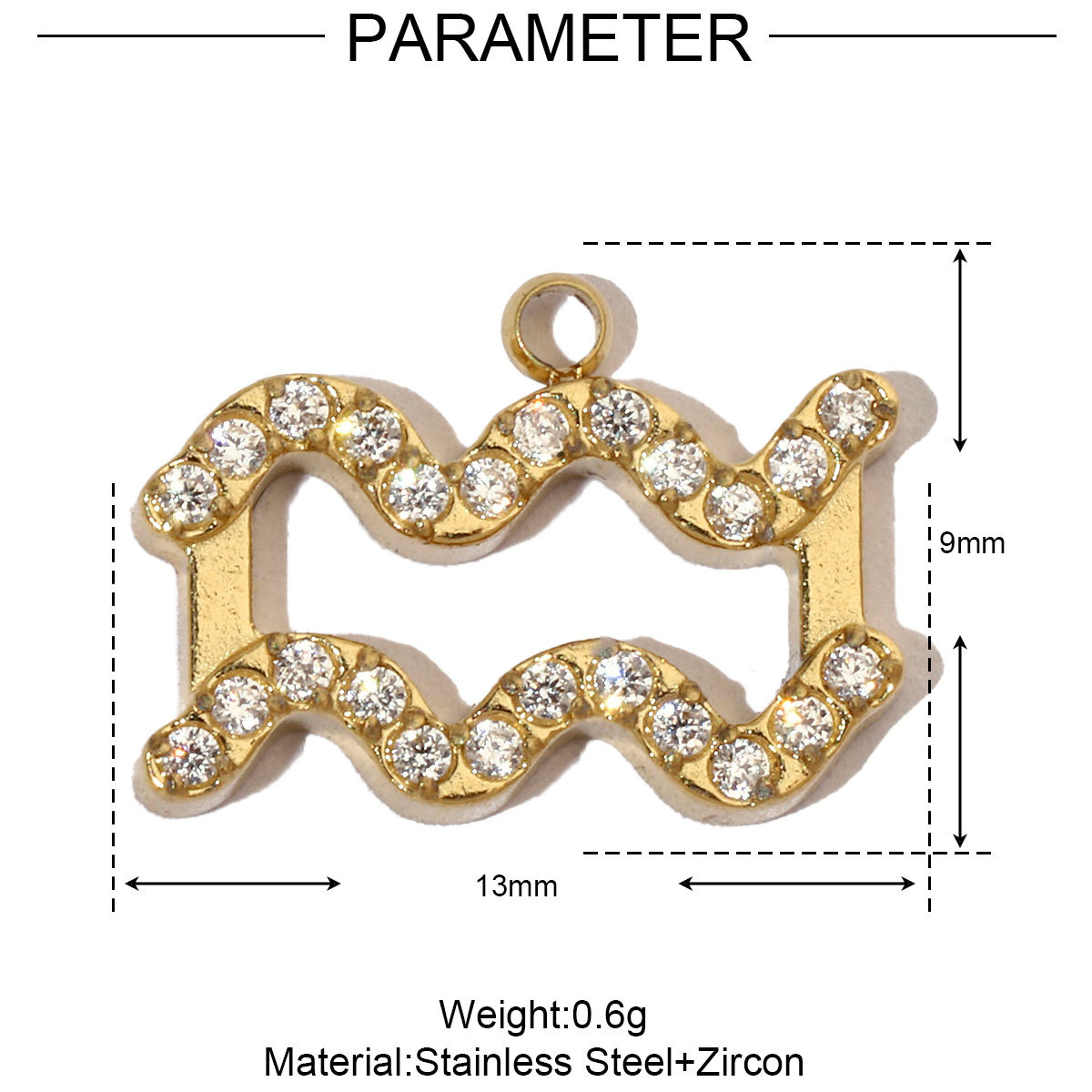 6pcs/pack Cubic Zircon Zodiac Sign Stainless Steel Diy Charms Women horoscope Earring Necklace Making  Jewelry Pendant