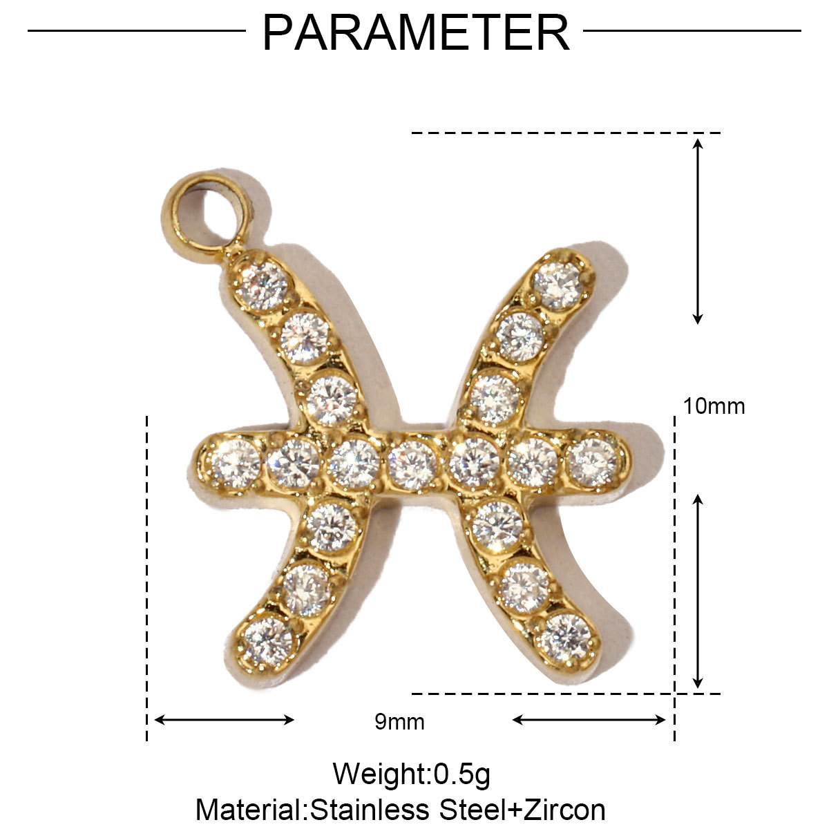 6pcs/pack Cubic Zircon Zodiac Sign Stainless Steel Diy Charms Women horoscope Earring Necklace Making  Jewelry Pendant