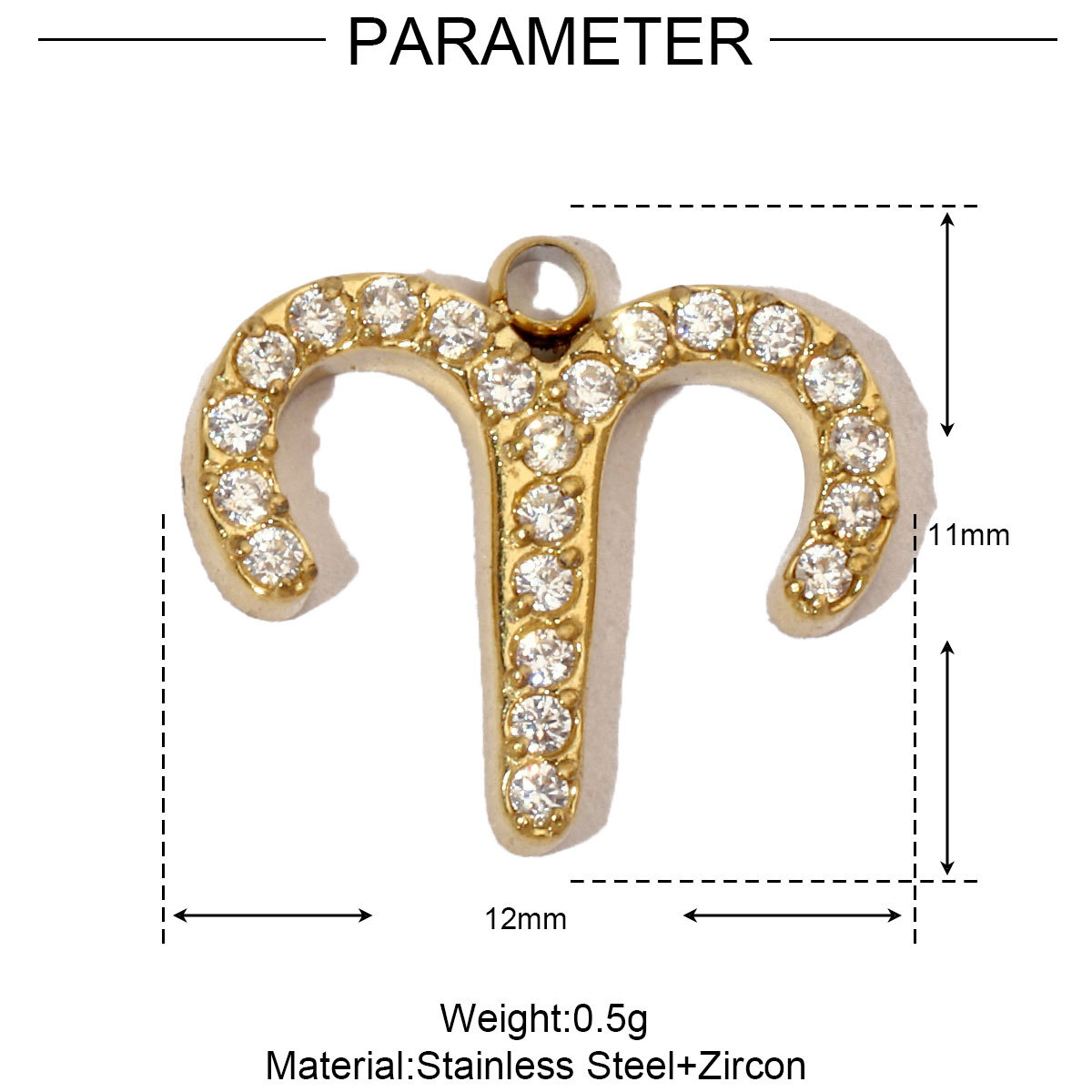 6pcs/pack Cubic Zircon Zodiac Sign Stainless Steel Diy Charms Women horoscope Earring Necklace Making  Jewelry Pendant