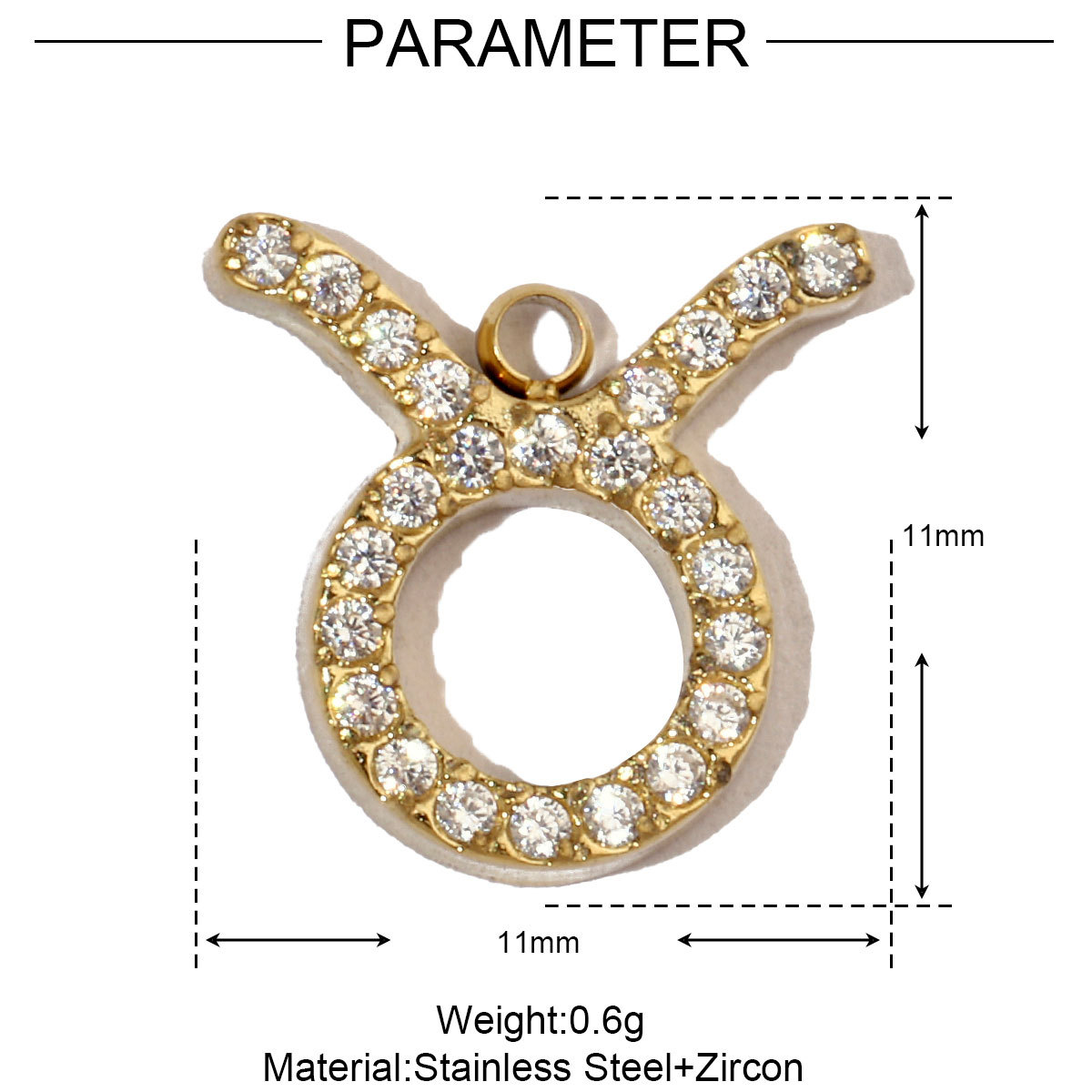 6pcs/pack Cubic Zircon Zodiac Sign Stainless Steel Diy Charms Women horoscope Earring Necklace Making  Jewelry Pendant